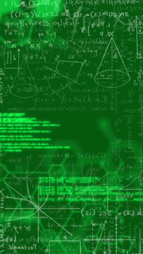 Animation of scientific data processing over mathematical equations on green Stock Footage 342004368