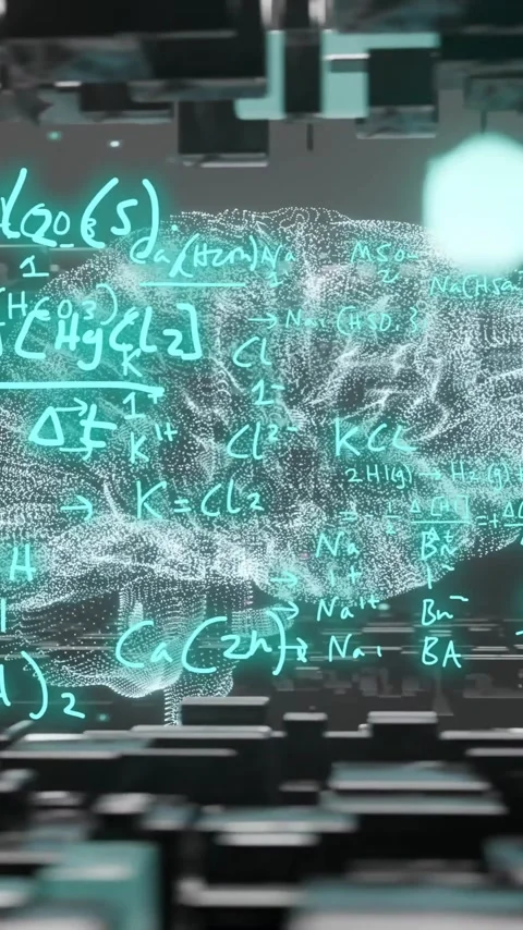 Animation of scientific data processing over human brain Stock Footage 342708106