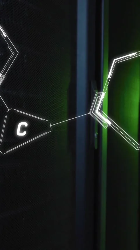 Animation of scientific data processing over computer servers Stock Footage 343954656