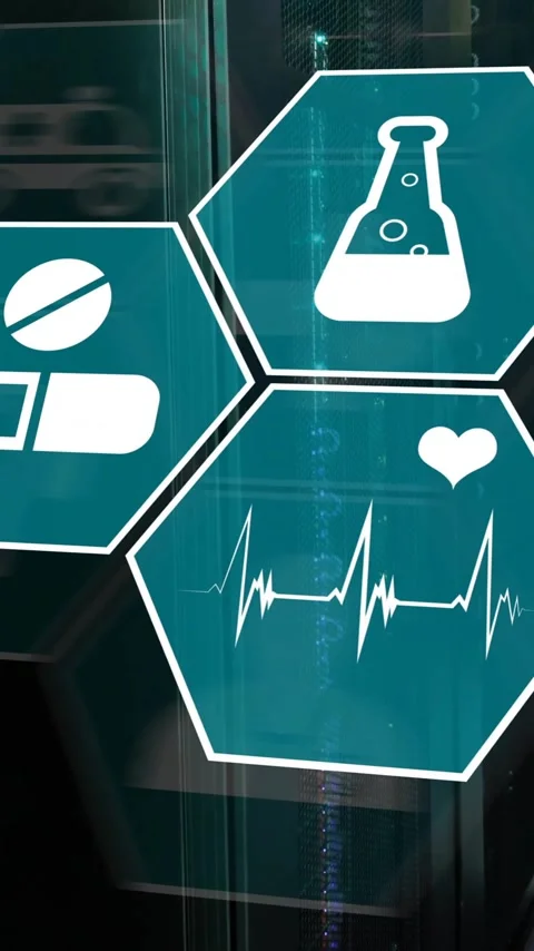 Animation of scientific data processing over computer servers Stock Footage 343954657