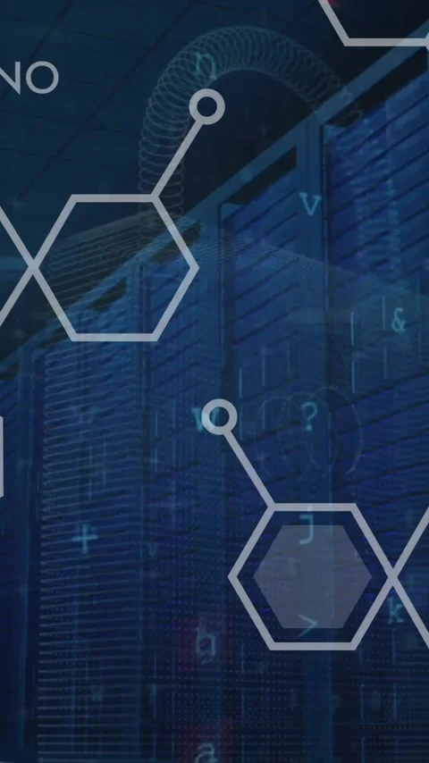 Animation of scientific data processing over computer servers Stock Footage 343995539