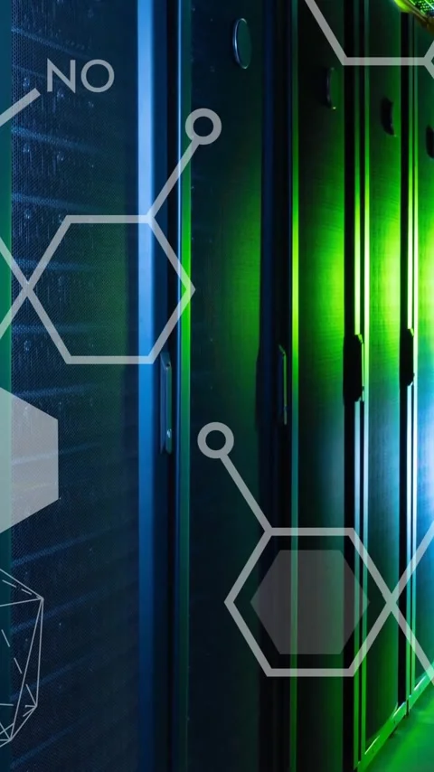 Animation of scientific data processing over computer servers Stock Footage 344011706