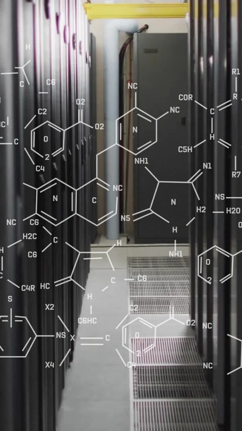 Animation of scientific data processing over computer servers Stock Footage 344011719