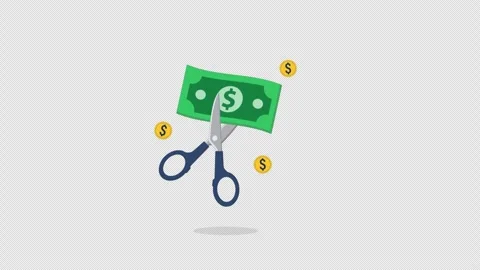 Animation of Scissors Cutting a Dollar Bill - Transparent Stock-Footage 340283102