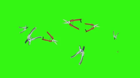 Animation of scissors, gardening tools, chroma key Stock Footage 250224330