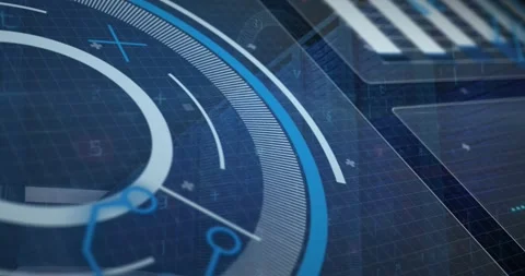 Animation of scope and data processing over computer circuit Stock Footage 329169735