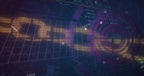 Animation of scope and data processing over chain Stock Footage 329920579