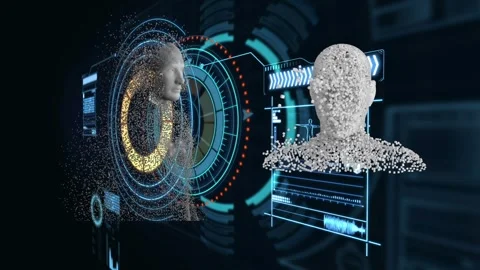 Animation of scope and data processing with human bodies formed with exploding 動画素材 330724318