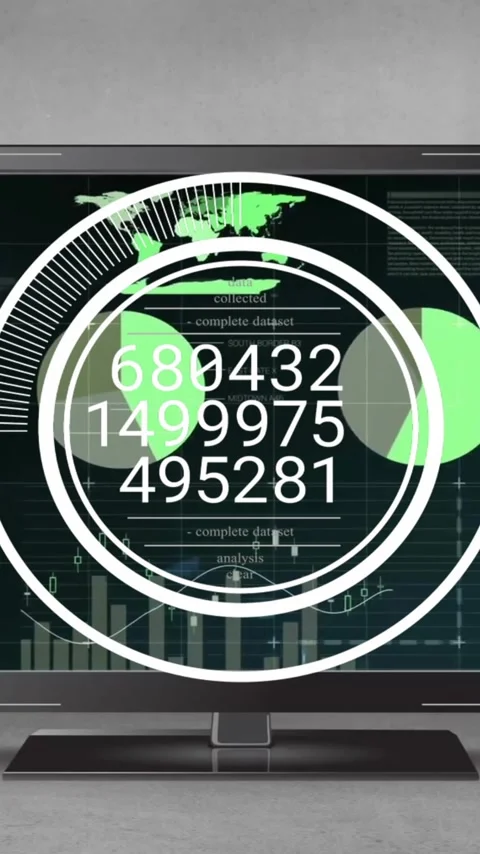 Animation of scope and data processing over computer screen Stock Footage 341956125
