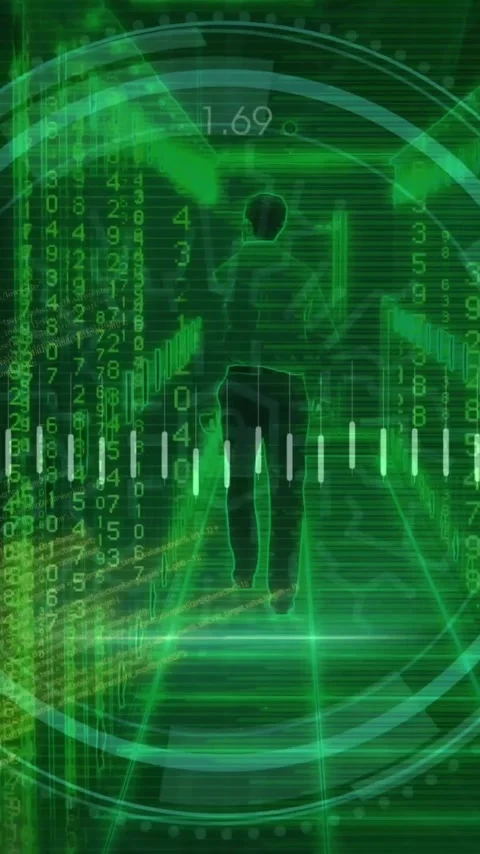 Animation of scope and data processing over computer servers Stock Footage 341974907