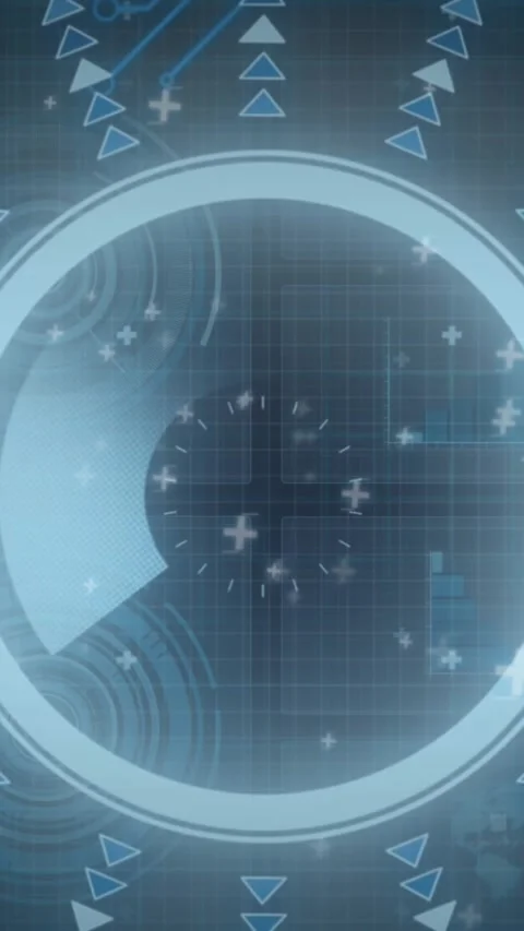 Animation of scope and data processing over computer circuit board Stock Footage 343682599