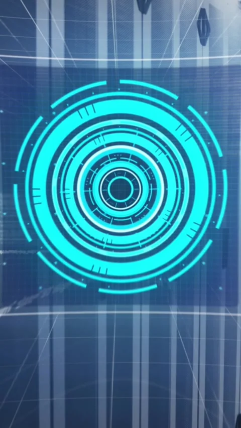 Animation of scope and data processing over computer servers Stock Footage 344012165