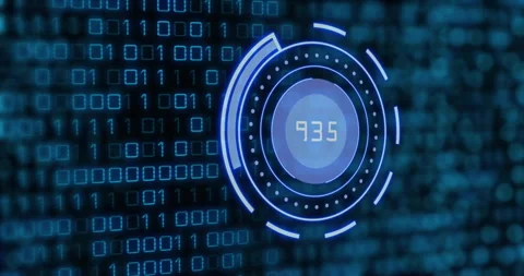 Animation of scope and digital data processing over binary coding Stock Footage 265561449