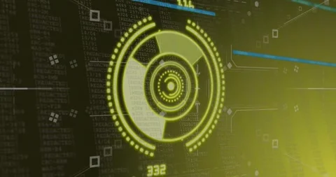 Animation of scope and digital data processing over dark background Stock Footage 329850799
