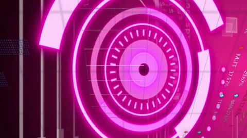 Animation of scope, binary coding data processing and connections Stock Footage 312727147