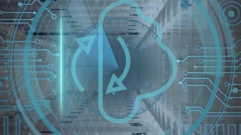 Animation of scope with cloud icon and data processing over computer servers Vídeos de archivo 312422051