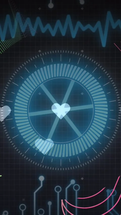 Animation of scope, computer data processing over circuit board Stock Footage 344594329