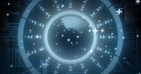 Animation of scope scanning and data processing over computer processor Stock Footage 150948051