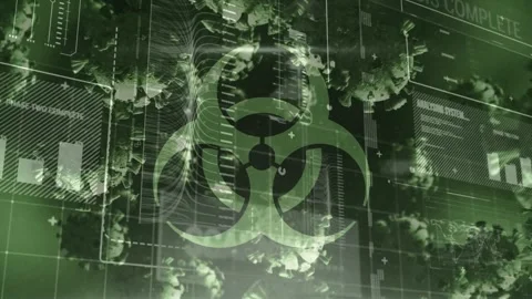Animation of scope scanning and data processing over fit man running Stock Footage 207797499