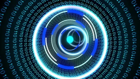 Animation of scope scanning and data processing over binary coding Stock Footage 266975770