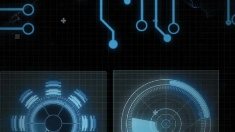 Animation of scope scanning and data processing over screens and computer Vídeos de archivo 313411866