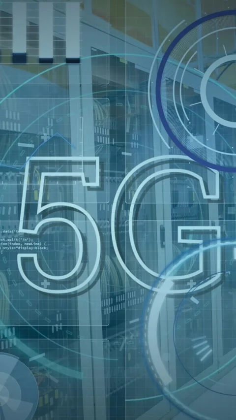 Animation of scope scanning and data processing over tech room with computer Stock Footage 323152180