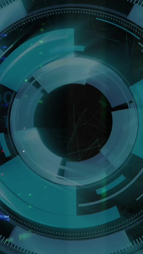 Animation of scope scanning and data processing over server room Stockbeeldmateriaal 324022692