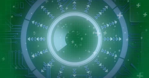 Animation of scope scanning and data processing over computer processor Stock Footage 325070352