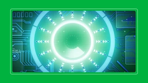 Animation of scope scanning and data processing with circuit board on digital Stock Footage 325070355