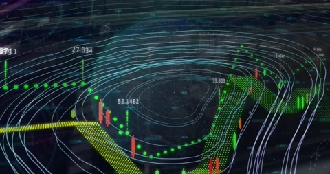 Animation of scope scanning and data processing over pedestrians walking in fast Stock Footage 325774378