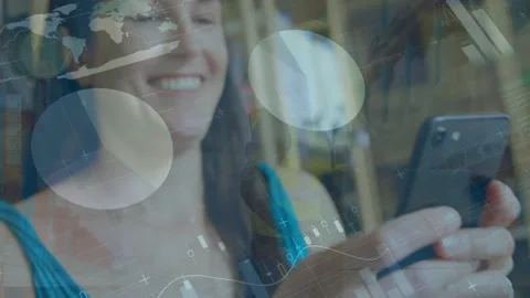 Animation of scope scanning and data processing over gym Stock Footage 329032666