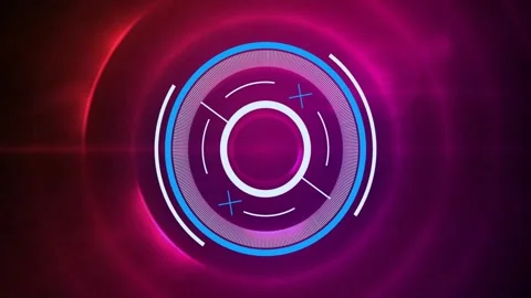 Animation of scope scanning and data processing over glowing circles Stock Footage 329297235