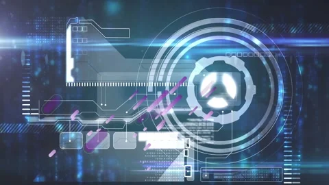 Animation of scope scanning and data processing over world map Stock Footage 329919824