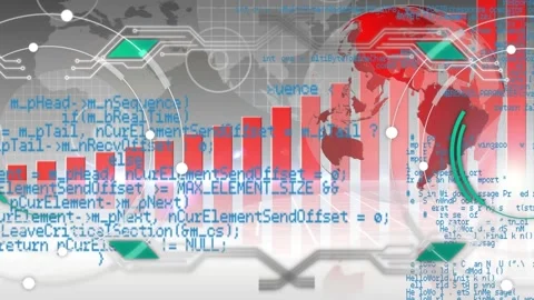 Animation of scope scanning and data processing over world map Stock Footage 330254186