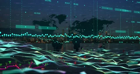 Animation of scope scanning and data processing over world map Stock Footage 330657705