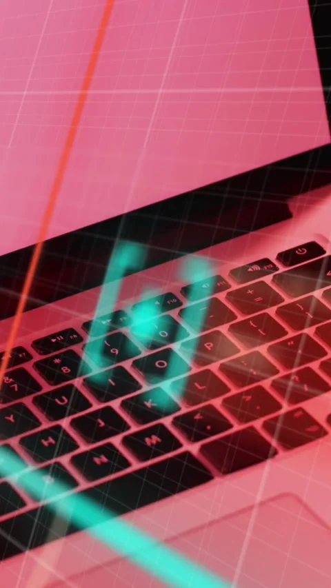 Animation of scope scanning and data processing over laptop with blank screen Stock Footage 341918722