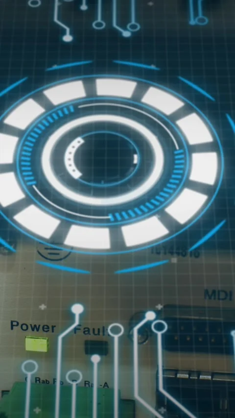 Animation of scope scanning and data processing over cables in computer server Stock Footage 341976328