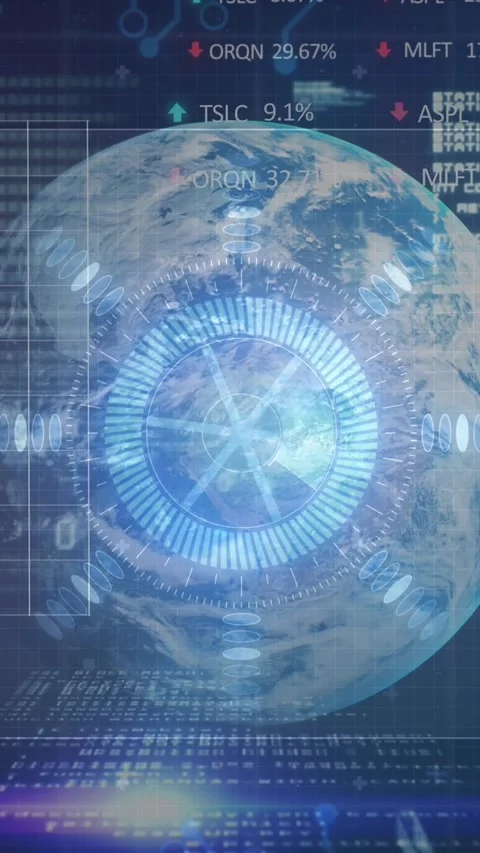 Animation of scope scanning and data processing on screens over globe Stock-Footage 342136158