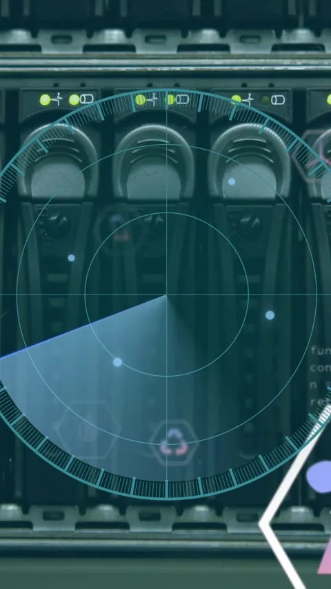Animation of scope scanning and data processing over computer servers Stock Footage 343720943