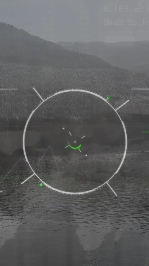 Animation of scope scanning and data processing over cityscape Stock Footage 343919664