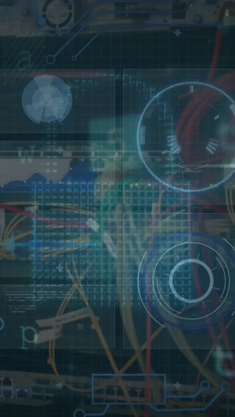 Animation of scope scanning and data processing over server Stock Footage 343919902