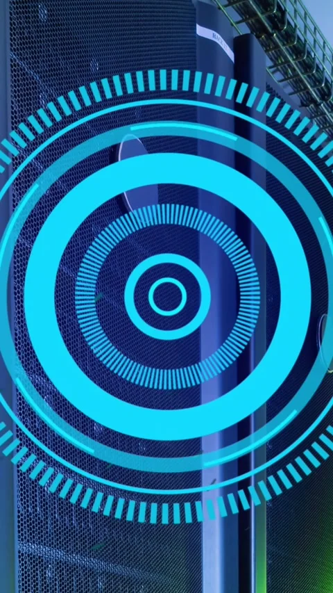 Animation of scope scanning and data processing over computer servers Stock Footage 344595108