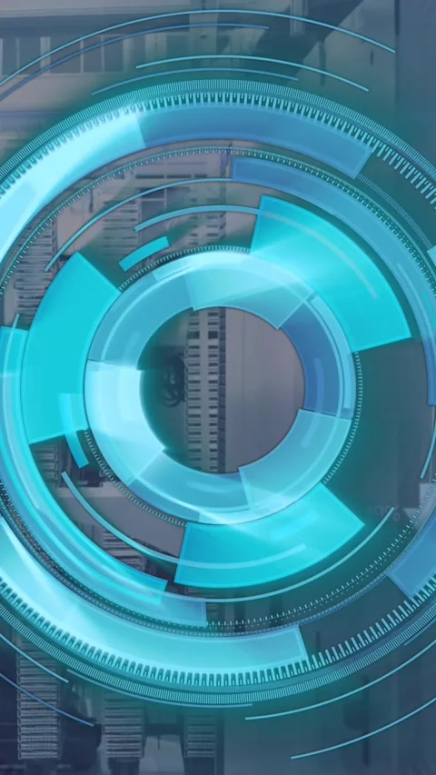 Animation of scope scanning and data processing over computer servers Stock Footage 344614180