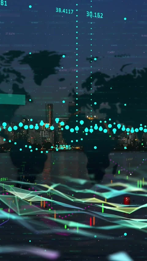 Animation of scope scanning and data processing over world map Stock Footage 344745408