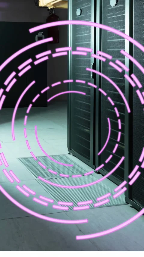Animation of scope scanning and data processing over computer servers Stock Footage 344765807