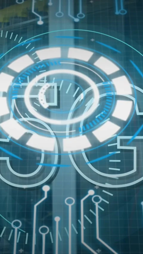 Animation of scope scanning and data processing over empty office Stock Footage 344802941