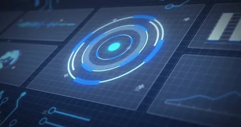 Animation of scope scanning and digital data processing over black background Stock Footage 267187367