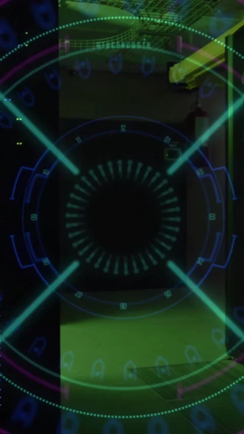 Animation of scope scanning and digital data processing over computer servers Stock Footage 343920669