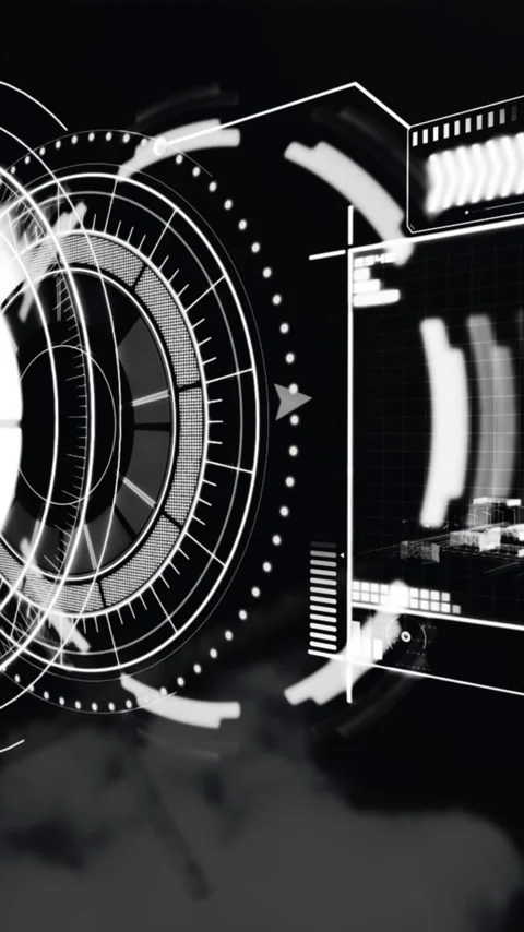Animation of scope scanning and financial data processing over crane and clouds Stock Footage 343127525