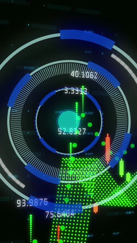 Animation of scope scanning and financial data processing Stock Footage 343955487